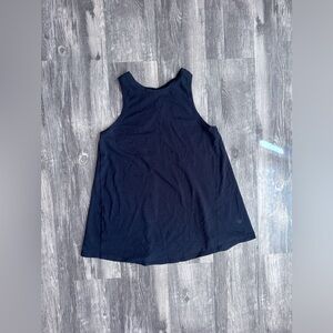 Lululemon All Tied Up Tank Black Pima Cotton Light Open Back SZ 2/4 Black Top
